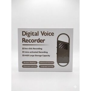 64GB Digital Voice Recorder Voice Activated One-Click Recording Keychain Black